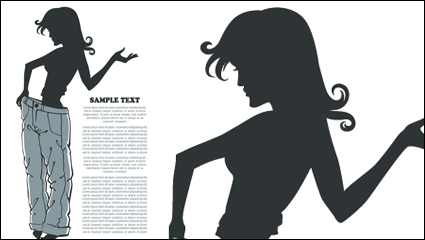 Fashion beauty silhouette 04 - vector