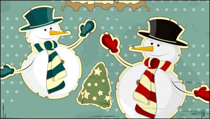 Snowman decorative painting 03 - vector