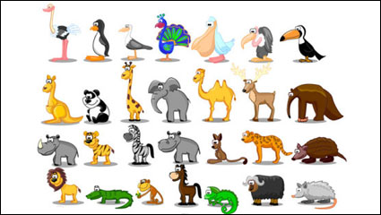 Cute cartoon animals 01 - vector material