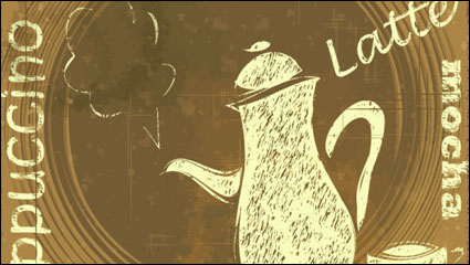 Retro coffee line art 01 - vector material