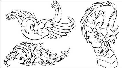 Swallow, waves, dragons, lotus, sailing, Tiger