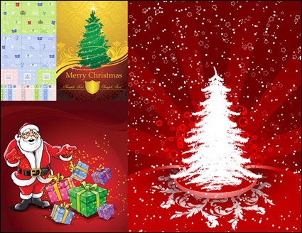 Greeting cards, packing boxes, Christmas gifts, shields vector