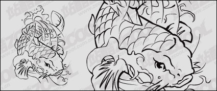 Carp line drawing vector logo material