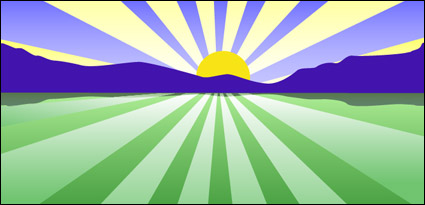 Sunset Western Hills vector material